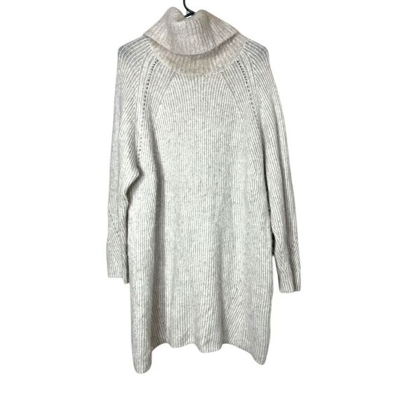 Topshop Cream Loose Oversized Long Turtleneck Sweater Dress Size 0/2 - Picture 1 of 10